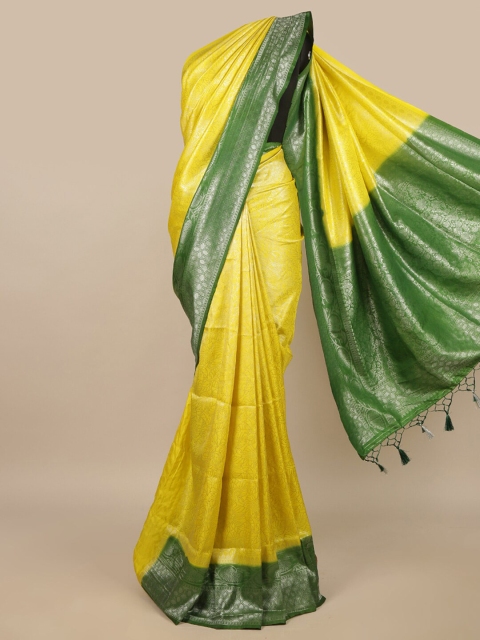 

Pothys Yellow & Green Woven Design Jute Silk Saree