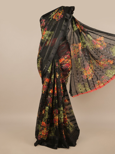 

Pothys Black & Green Floral Saree
