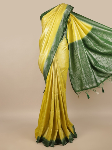 

Pothys Yellow & Green Woven Design Jute Silk Saree