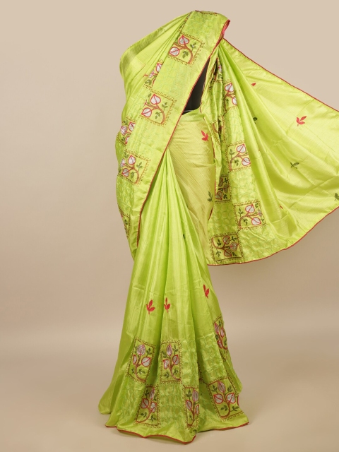 

Pothys Green & Red Floral Saree