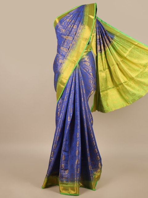 

Pothys Blue & Green Floral Jute Silk Saree