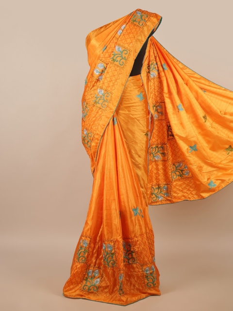 

Pothys Orange & Blue Floral Saree