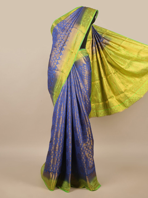 

Pothys Blue & Green Ethnic Motifs Zari Jute Silk Saree