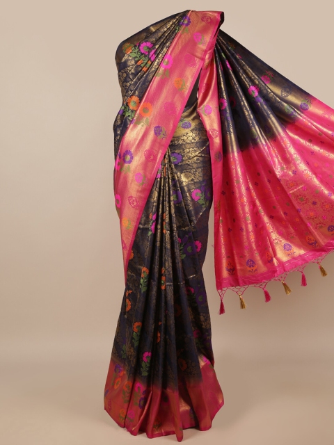 

Pothys Blue & Pink Woven Design Zari Jute Silk Saree