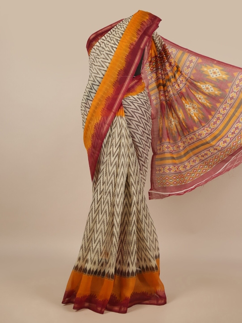 

Pothys Cream-Coloured Cotton Blend Printed Saree