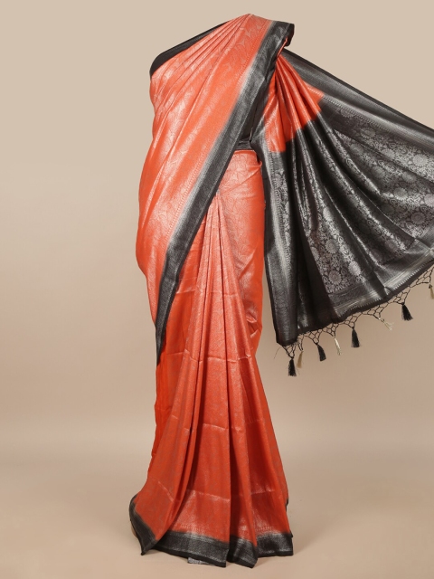 

Pothys Orange & Navy Blue Jute Silk Saree