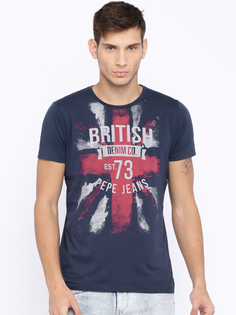 

Pepe Jeans Men Navy Printed T-shirt, Navy blue
