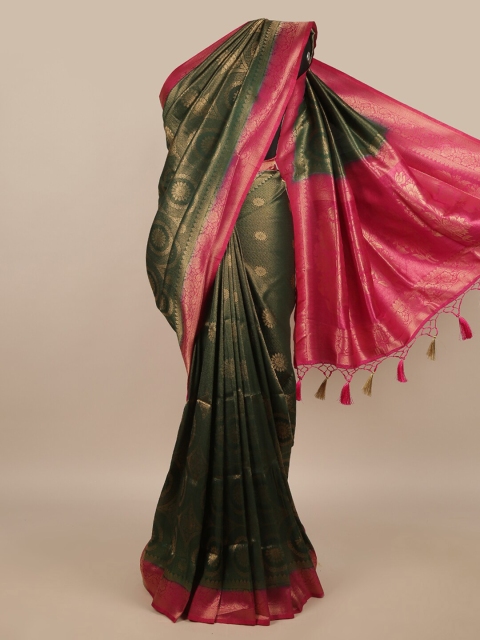 

Pothys Green & Pink Woven Design Zari Jute Silk Saree