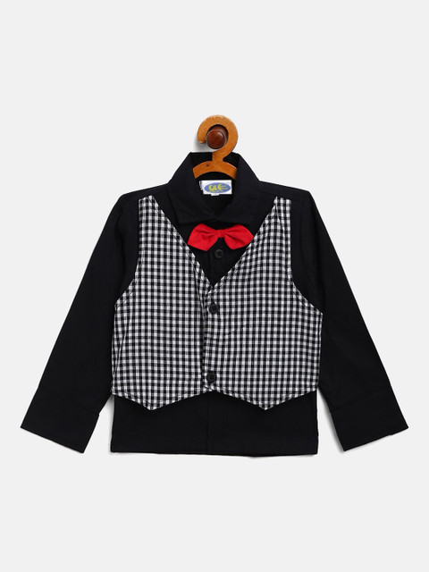 

YK Boys Black Checked Casual Shirt