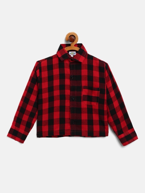 

YK Boys Red & Black Checked Cotton Casual Shirt