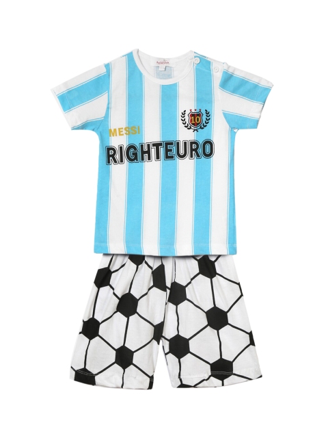 

Hopscotch Kids Blue & White Striped Night suit