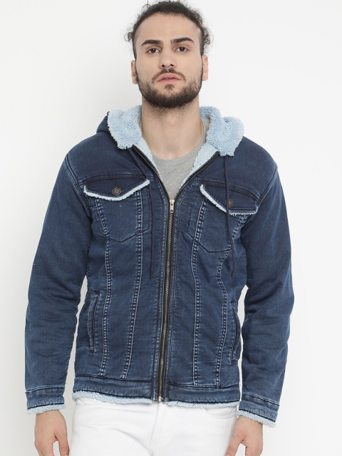 

V2 Value & Variety Men Blue Geometric Lightweight Crop Sporty Jacket
