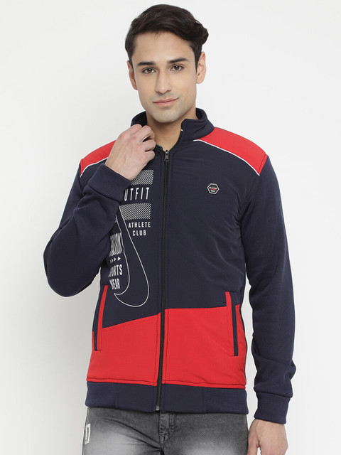 

V2 Value & Variety Men Red Navy Blue Colourblocked Lightweight Sporty Jacket