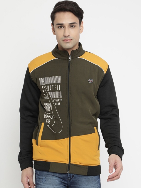 

V2 Value & Variety Men Brown Mustard Colourblocked Lightweight Sporty Jacket with Patchwork