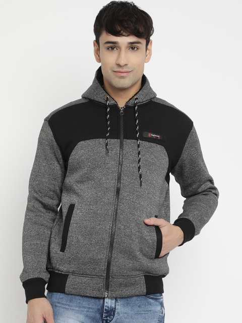 

V2 Value & Variety Men Black & Grey Colourblocked Open Front Jacket