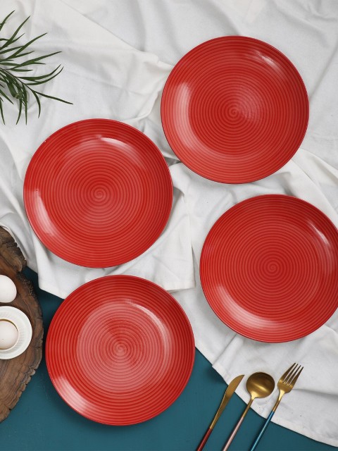

The Decor Mart Pink & Red 4 Pieces Ceramic Glossy Plates