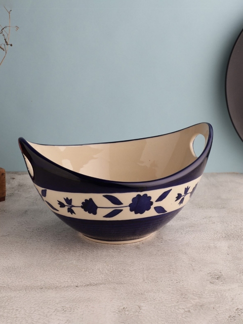 

The Decor Mart Blue & Beige 1 Pieces Printed Ceramic Glossy Bowl