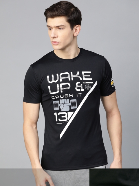 

HRX by Hrithik Roshan Men Pack Of 2 Printed Tshirts, Black