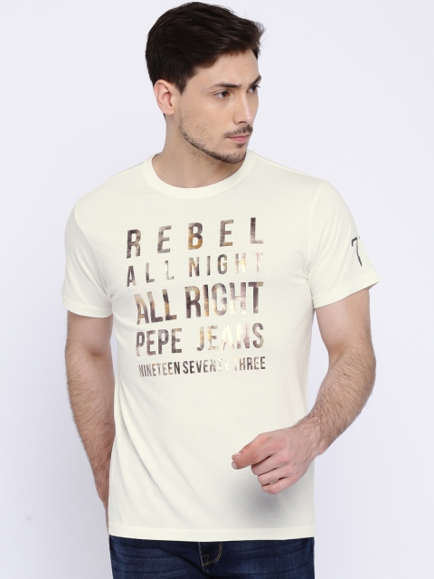 

Pepe Jeans Men Off-white Printed T-shirt