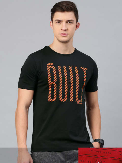 

HRX by Hrithik Roshan Men Pack Of 2 Printed Tshirts, Red