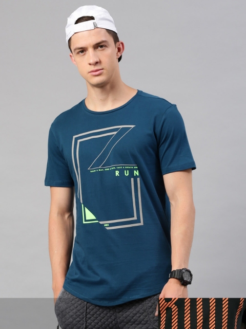 

HRX by Hrithik Roshan Men Pack Of 2 Printed Tshirts, Teal
