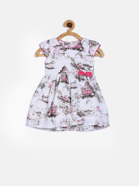 

Peppermint Girls Off-White Printed Fit & Flare Dress
