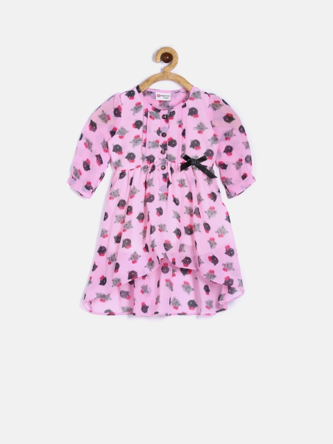 

Peppermint Girls Pink Cat Print Fit & Flare Dress