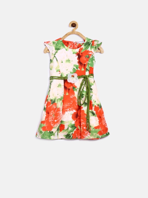 

Peppermint Girls Off-White & Red Printed A-Line Dress