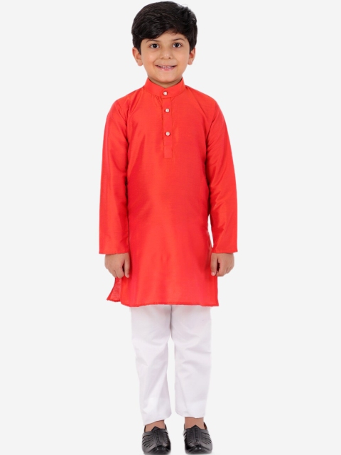 

KID1 Boys Orange & White Solid Regular Kurta With Pyjamas