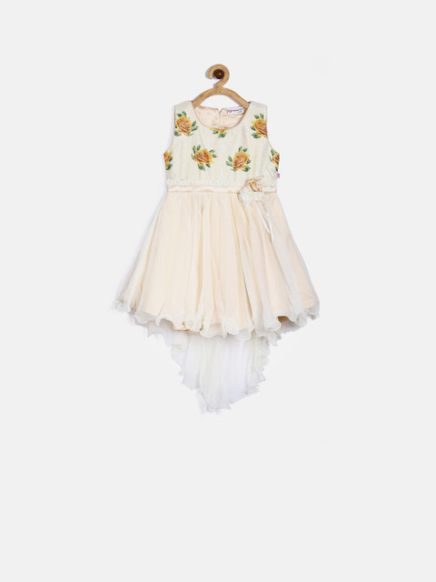 

Peppermint Girls Cream-Coloured Printed Fit & Flare Dress