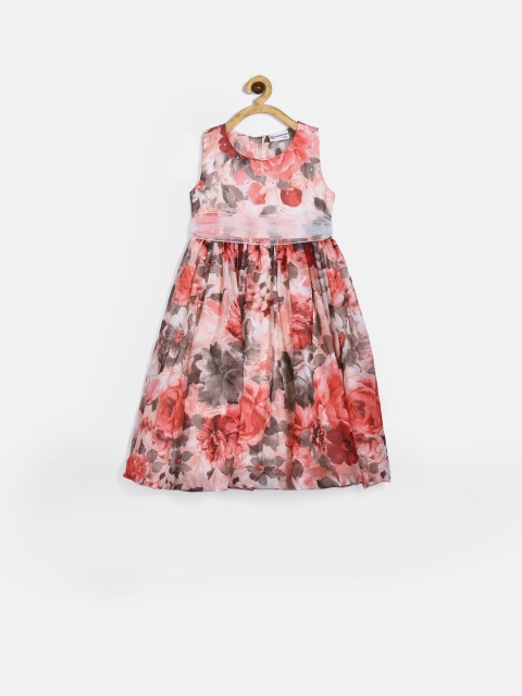 

Peppermint Girls Pink Printed Fit & Flare Dress