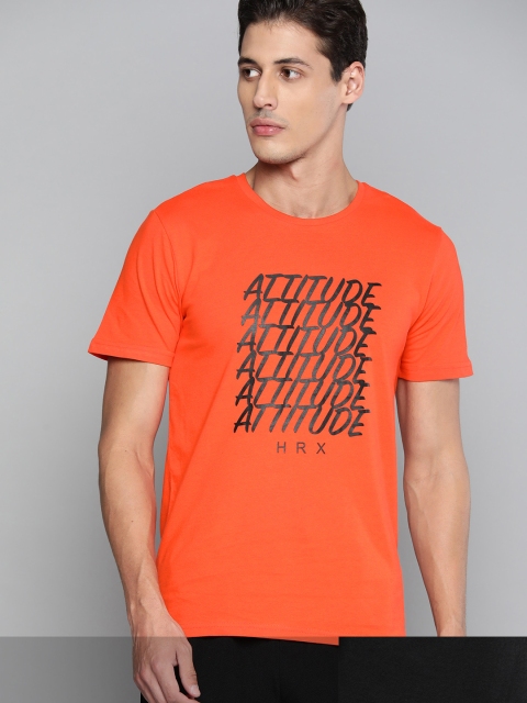 

HRX by Hrithik Roshan Lifestyle Men Pack of 2 Printed T-shirt, Orange