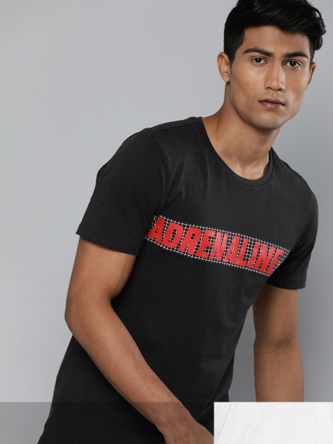 

HRX by Hrithik Roshan Lifestyle Men Pack of 2 Typography Printed T-shirt, Black