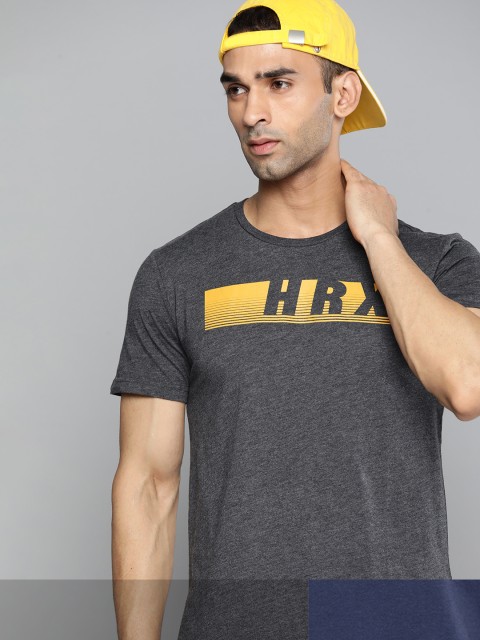 

HRX By Hrithik Roshan Lifestyle Men Pack Of 2 Bio-Wash Tshirt, Charcoal