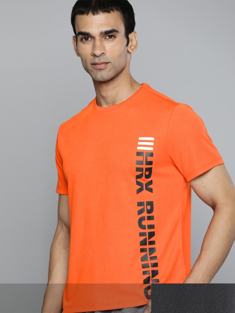 

HRX By Hrithik Roshan Men Pack Of 2 Printed Running Rapid-Dry T-shirt, Orange