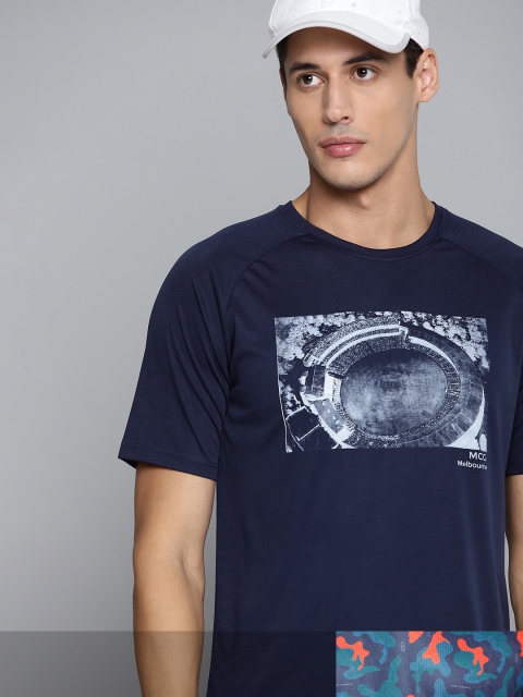 

HRX By Hrithik Roshan Cricket Men Pack of 2 Blue Rapid-Dry Graphic T-shirt