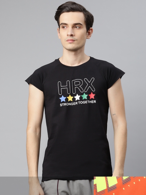 

HRX by Hrithik Roshan Men Pack Of 2 Printed Rapid Dry Tshirt, Black
