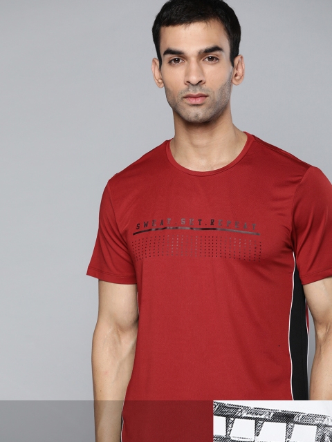 

Hrx By Hrithik Roshan Men Pack Of 2 Rapid-Dry T-shirts, Maroon
