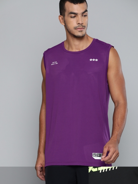 

Hrx By Hrithik Roshan Men Pack Of 2 Rapid-Dry Printed T-shirts, Purple