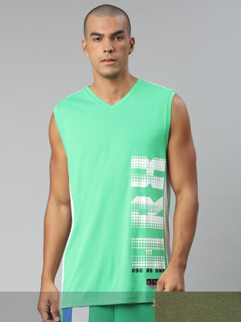

Hrx By Hrithik Roshan Men Pack Of 2 Rapid-Dry Printed T-shirts, Green