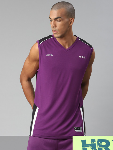 

Hrx By Hrithik Roshan Men Pack Of 2 Rapid-Dry T-shirts, Purple
