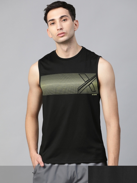 

HRX by Hrithik Roshan Men Pack Of 2 Jet Black Printed Rapid-Dry T-shirt