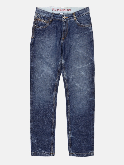 

U.S. Polo Assn. Kids Boys Blue Regular Fit Mid Rise Clean Look Jeans