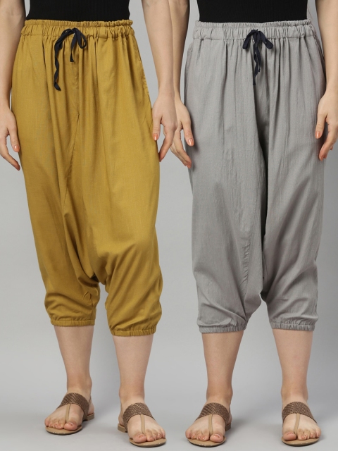

Kryptic Women Pack Of 2 Solid Loose-Fit Harem Pants, Grey