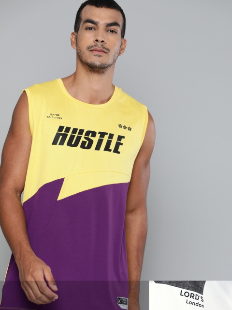 

HRX By Hrithik Roshan Men Pack of 2 Printed Rapid-Dry Tshirt, Yellow