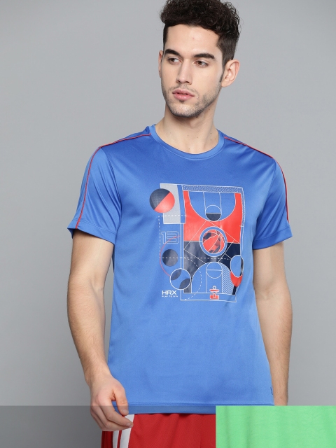 

HRX by Hrithik Roshan Men Pack of 2 Printed Rapid-Dry T-shirt, Blue