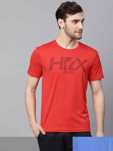 

HRX by Hrithik Roshan Men Pack of 2 Printed Rapid-Dry T-shirt, Red