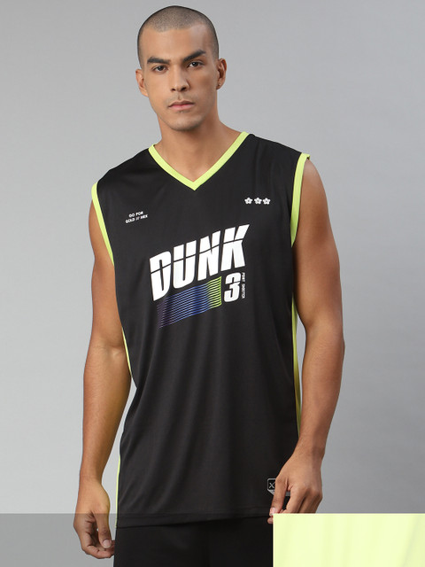 

HRX by Hrithik Roshan Men Pack of 2 Printed Anti-Static Rapid-Dry Basketball T-shirt, Black