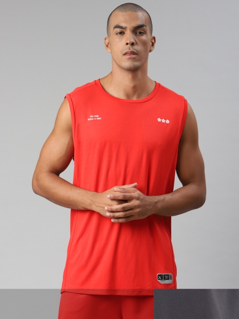 

HRX By Hrithik Roshan Men Pack of 2 Red & Grey Printed Rapid-Dry Tshirt