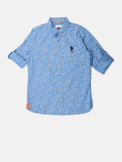 

U.S. Polo Assn. Kids Boys Blue Printed Casual Shirt